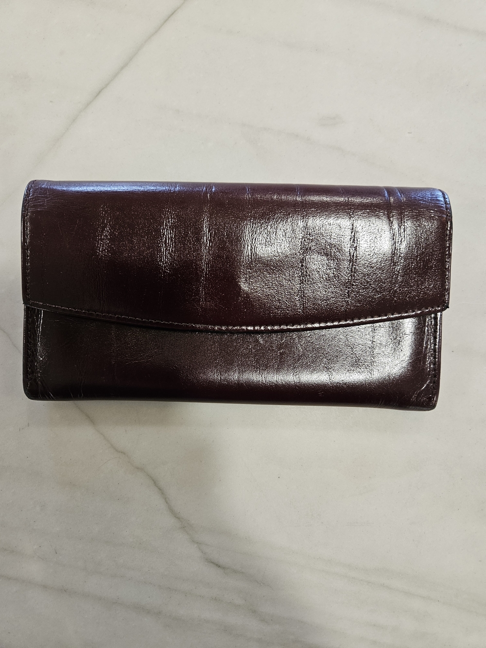 Day-Timer Genuine Leather Wallet - Deep Burgandy Patent Finish